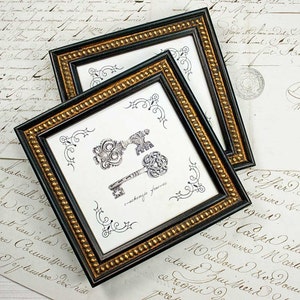 3x3, 4x4 and 5x5 inch Black & Gold Boules Photo Frames Antiqued distressed style /Square/Instagram/Photo Frame/ image 8