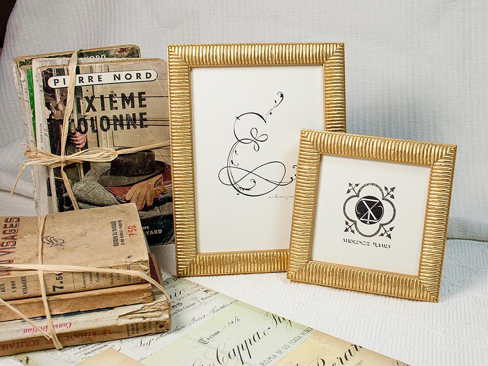 4x6 Pouces Gold Frame Round-Ribbed Design /Golden Wedding/Anniversary/Bridesmaids Gift/Office Deskto