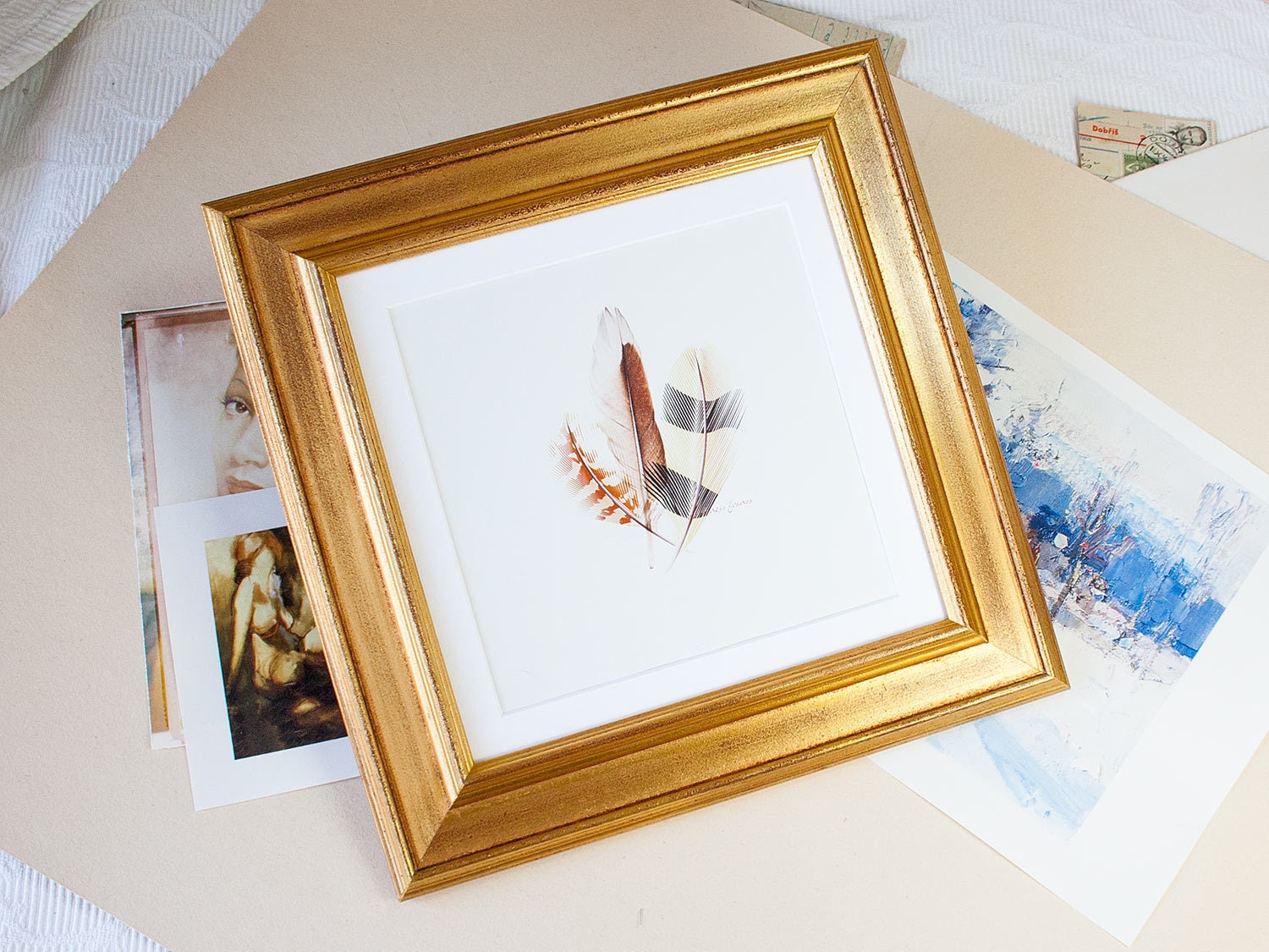8x8 Pouces Antiqued Gold Photo Frame avec Subtile Détresse - Convient à La Fois Cottage et Contempor