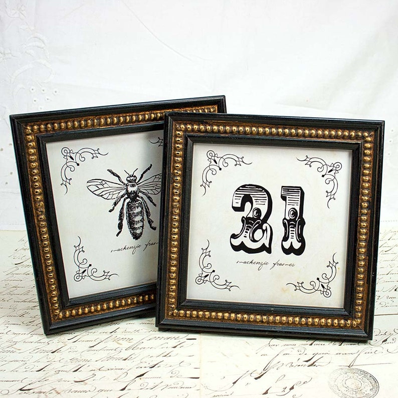 3x3, 4x4 and 5x5 inch Black & Gold Boules Photo Frames Antiqued distressed style /Square/Instagram/Photo Frame/ image 9