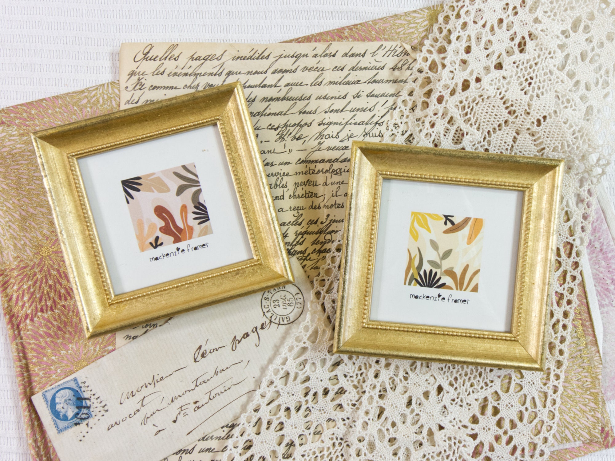 3x3 Inch Narrow Gold Frame With Fine Inner Bead Detail Square