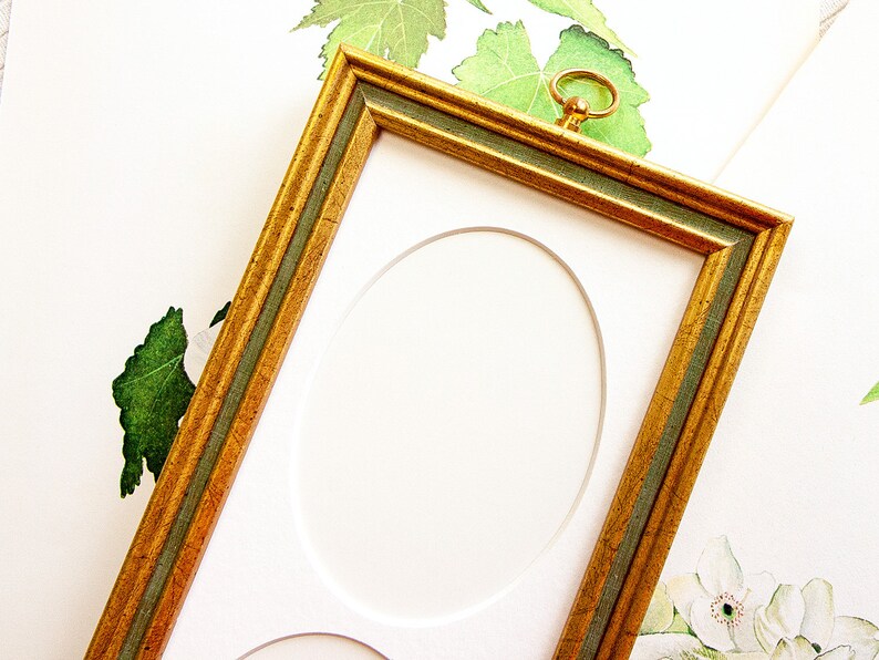 3Oval Mat or 4Oval Mat Option Narrow Gold & Olive Green Etsy