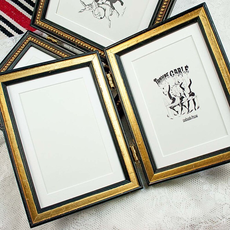 5x7 Inch Hinged Narrow Photo Frames in Antiqued Black and Etsy