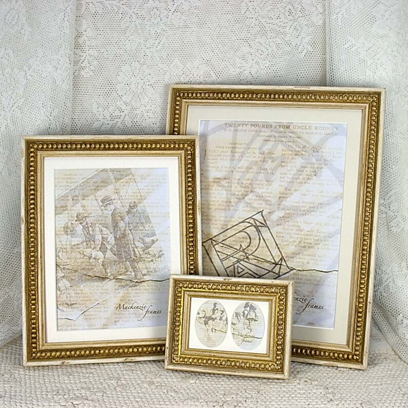 6x8 Inch Shabby Cottage White Gold Boules Photo Frame Wedding Bridesmaids Gift Office Desktop Standard Inches