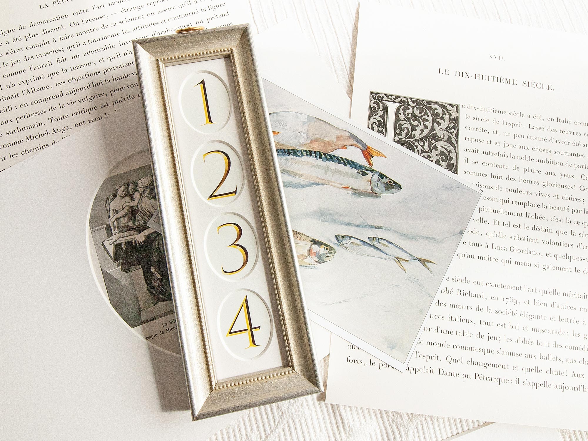 Mini 4-Oval Vertical-Hanging Narrow Silver Deluxe Frame With Inner Bead /Silver Wedding/Office Deskt