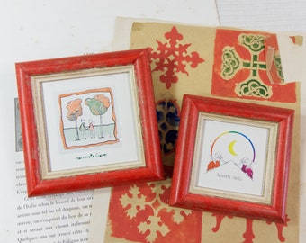 3x3 and 4x4 inch Square Simple Cottage-Style rounded bead profile - Red with pale ochre inner Photo Frame Deluxe Quality/Instagram