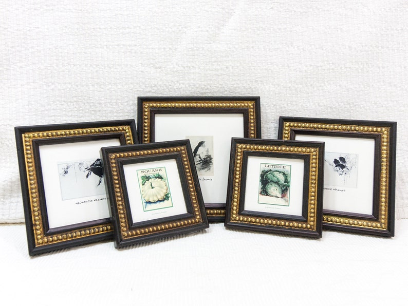 3x3, 4x4 and 5x5 inch Black & Gold Boules Photo Frames Antiqued distressed style /Square/Instagram/Photo Frame/ image 1