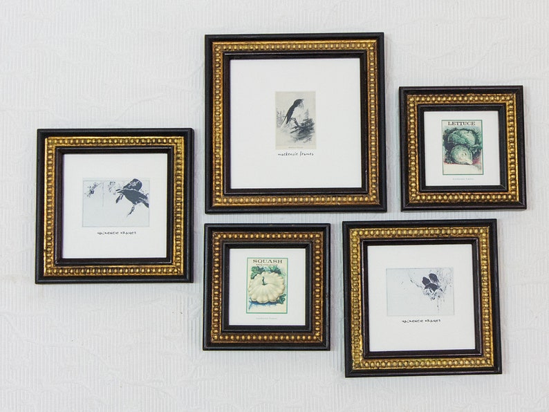 3x3, 4x4 and 5x5 inch Black & Gold Boules Photo Frames Antiqued distressed style /Square/Instagram/Photo Frame/ image 4