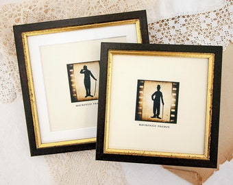 Black and Gold 5x5 Photo Frame, Distressed Antiqued Style