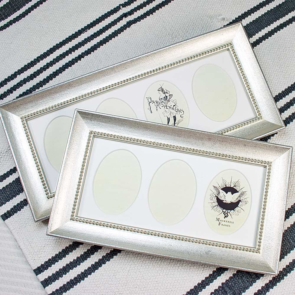 3 Oval Matt Silver Deluxe Frame With Inner Bead For Wallet 50