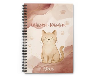 Cute Personalizable Cat Spiral Notebook - Perfect for Cat Lovers, Journaling, Gifts, School Supplies, Pet Lovers