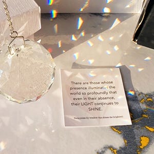 Sympathy Gift, Grief Gift, Crystal Rainbow Maker for Daily Remembrance Consolation Grief loss of Mother Father Child Spouse Miscarriage