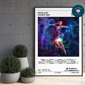 Doja Cat - Poster de l&#39;album Planet Her / Poster Doja Cat / Poster de couverture d&#39;album / Impression d&#39;album / Impression de musique / Décoration murale pour la maison / Idée cadeau musique