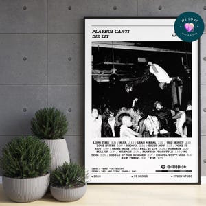 Póster del álbum Die Lit de Playboi Carti / Póster de Playboi Carti / Póster de portada del álbum / Impresión del álbum / Impresión musical / Decoración de pared para el hogar / Regalo musical