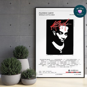 Póster de Playboi Carti - Whole Lotta Red / Póster de Playboi Carti / Póster de portada de álbum / Impresión de álbum / Impresión musical / Decoración del hogar / Regalo musical