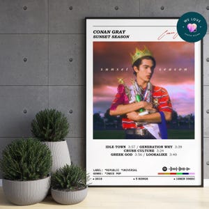 Conan Gray - Sunset Season Album Poster / Conan Gray Poster / Album Cover Poster / Album Print / Music Print / Home Wall Decor / Music Gift
