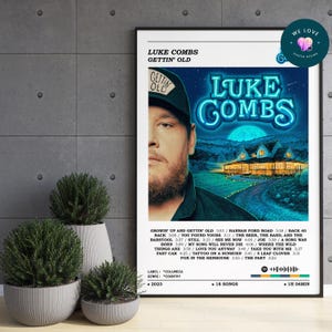 Póster del álbum "Gettin' Old" de Luke Combs / Póster de Luke Combs / Póster de portada del álbum / Impresión de álbum / Impresión musical / Decoración de pared para el hogar / Regalo musical