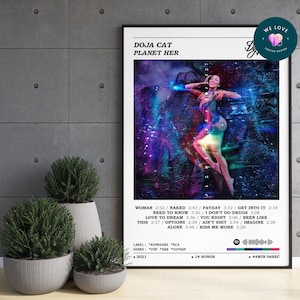 Doja Cat - Poster de l&#39;album Planet Her / Poster Doja Cat / Poster de couverture d&#39;album / Impression d&#39;album / Impression de musique / Décoration murale pour la maison / Idée cadeau musique