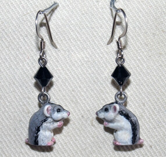 Custom Handpainted Hamster Earrings With Swarovski Crystal - Etsy