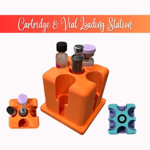 3D Printed Cartridge & Vial Loading Station | 4 or 6 Slot Reconstitution Stand with Purge Area | for 3mL Pen Cartridges and 3mL Vials