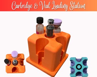 3D Printed Cartridge & Vial Loading Station | 4 or 6 Slot Reconstitution Stand with Purge Area | for 3mL Pen Cartridges and 3mL Vials