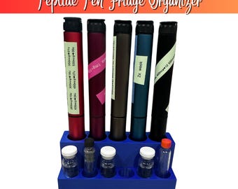 Peptide Pen Fridge Organizer | Holds 5 Pens + 6 Vials or Cartridges | Fits V1, V2, V3
