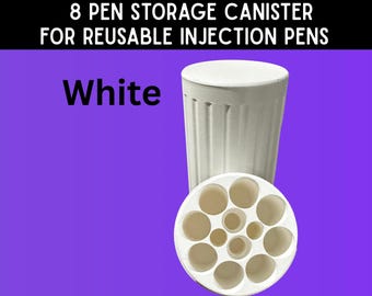 Injection Pen Storage Canister | 8 Pen Slots | Storage for V1/V2 Peptide Pens | Holds 2 Vials and 4 Cartridges | Secure Threaded Canister