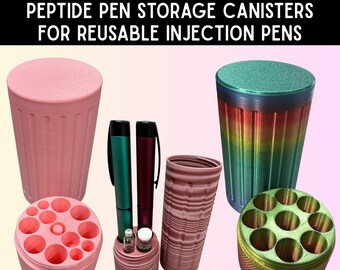 Peptide Pen Station | Peptide Pen Storage Canister | Pen, Vial & Cartridge Organizer | 2–12 Pen Options