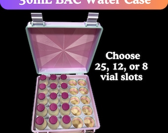 Vial Storage Case | Holds 30 mL BAC Water | 8, 12, or 25, Vial Options | Secure Lid with Removable Insert