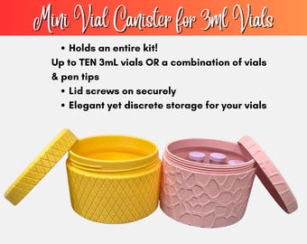 3mL vial canister | Peptide Vial Holder | One case holds 10 vials | Storage for 3ml Peptide Vials
