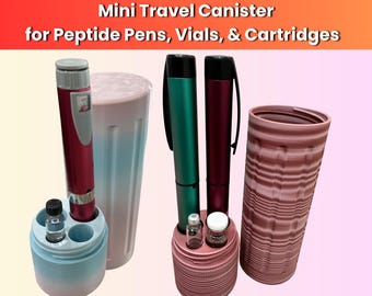 Mini Travel Peptide Pen Canister, Vial & Cartridge Station | 2 Pen Canister | Secure, Discreet Storage for Pens, Vials, Cartridges