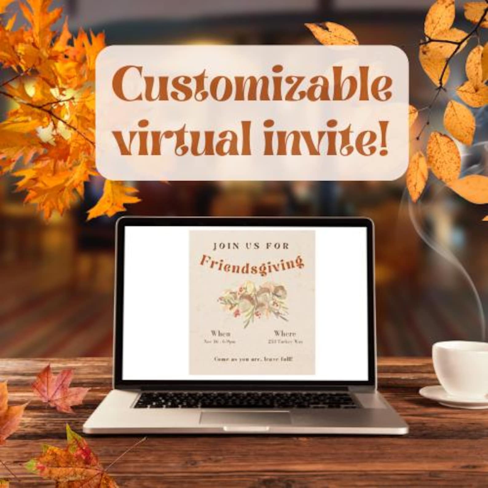 Friendsgiving Bundle | Printable Customizable Menu, Virtual Invite ...