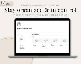 Notion Project Management Template | Task Manager, Client Tracker, Calendar (Digital)