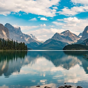 Maligne Lake Canadian Rockies Art, Jasper National Park Canada, Large Livingroom Wall Art, Canadian Rockies Photo Print