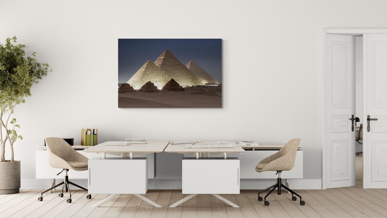 Great Pyramids of Giza Illuminated – Egypt Pyramid Wall Art Photography ...
