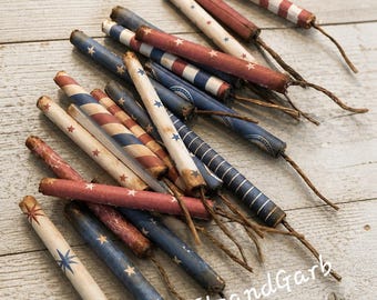 Primitive firecracker bowfillers-Patriotic bowlfillers-Fireworks bowlfillers-Patriotic decor-Americana Decor-Farmhouse Americana-4th of July
