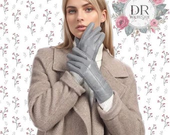 Hochwertige Damen Schaffell Handschuhe für den Winter Einfache und vielseitige Warme inneren Fleece-Leder-Handschuhe