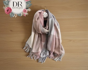 Luxury Premium Cashmere Plaid Shawl Scarf Soft Oversized and Warm Winter Wrap Stylish and Cozy Accessory in Multiple Colours for Year Round