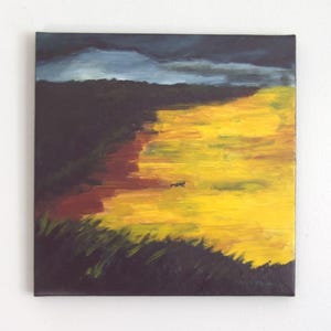 Fox on the Run - Original Acrylic Painting by Olivia Kijauskas (10 x 10 inches)