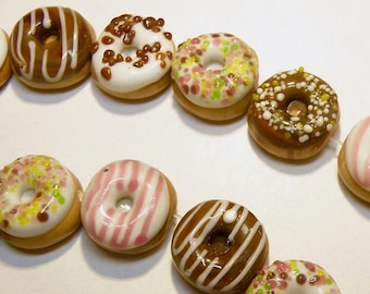 Some Styles On Sale -- Two (2) Lampwork Glass Donut Bead with Icing and Drizzle or Sprinkles -- Lot UU
