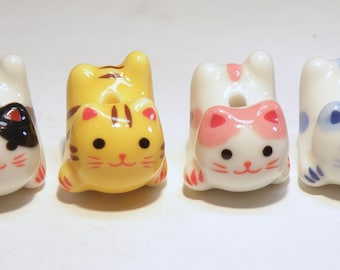 CHOOSE STYLE: Two (2) Cute Ceramic Cat Beads -- Lot UU