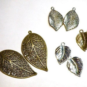 Four Pairs of Metal Leaf Charms -- LOT 3Y