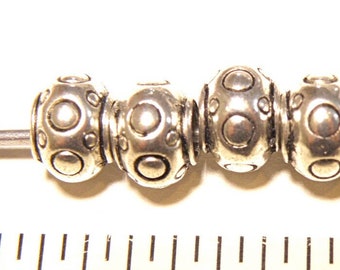 12 Pewter Silver Spacer Bead Rings with Bubble Design