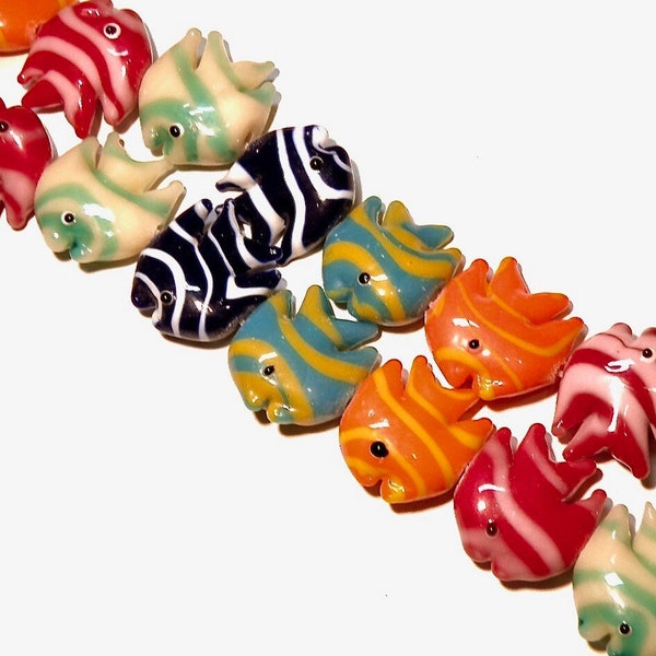 One (1) Bead - Choose Color: Striped Lampwork Glass Angel Fish Bead -- Lot UU