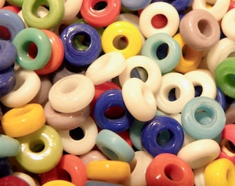 Approximately 50 Lampwork Glass Opaque Tire Spacer Beads - Random Assortment --- Lot 5M