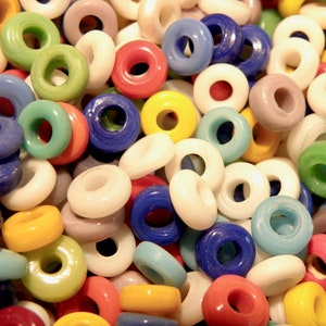 Approximately 50 Lampwork Glass Opaque Tire Spacer Beads Random Assortment Lot 5M image 1
