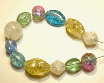 20 Golden Yellow Variegated Opal Swirl Saturn Lantern Czech Glass Beads 10mm