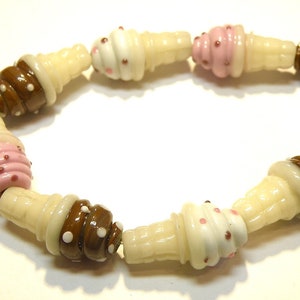 Choice of One (1) Soft Serve Ice Cream Cone Lampwork Glass Bead - Lot UU