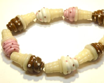 Choice of Soft Serve Ice Cream Cone Lampwork Glass Bead - Lot UU