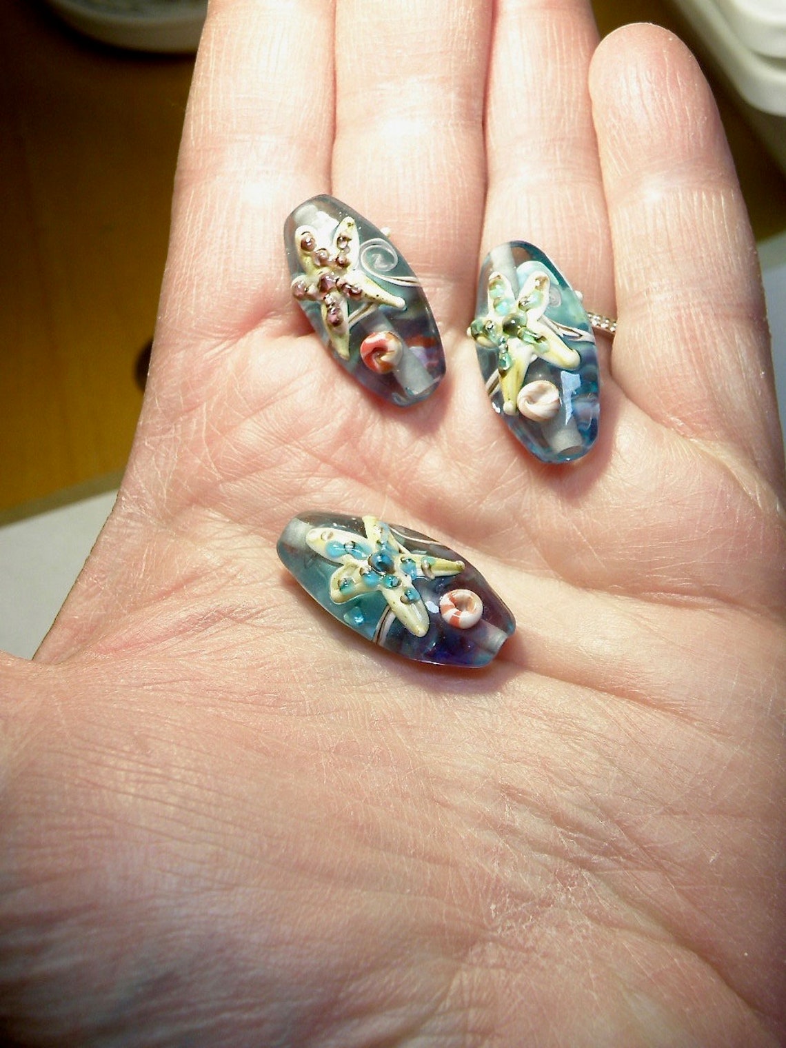 CHOOSE COLOR: One 1 Capri Blue and Purple Flat Oval Lampwork - Etsy